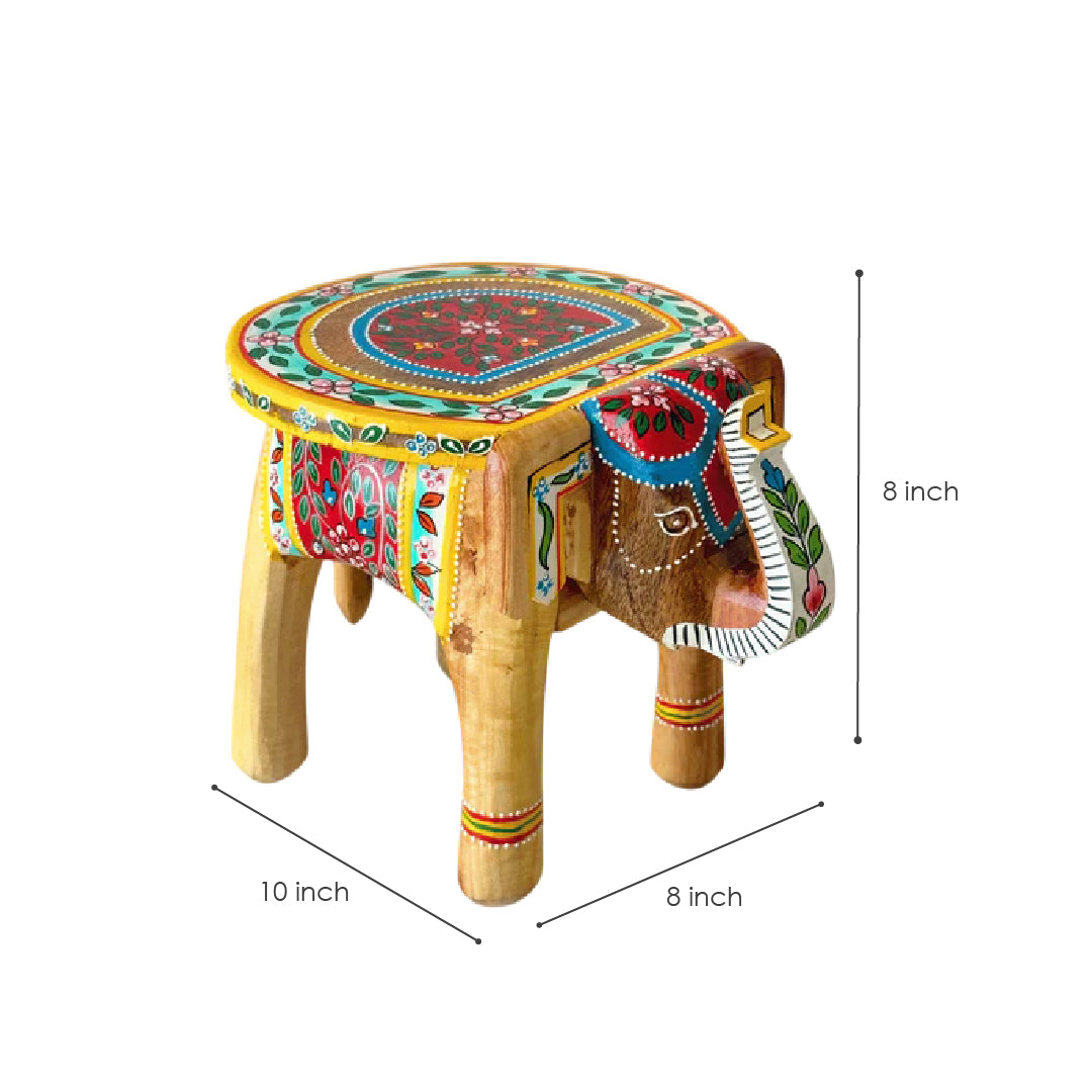 Natural Handpainted Wooden Elephant StoolNatural Handpainted Wooden Elephant Stool                Natural Handpainted Wooden Elephant Stool