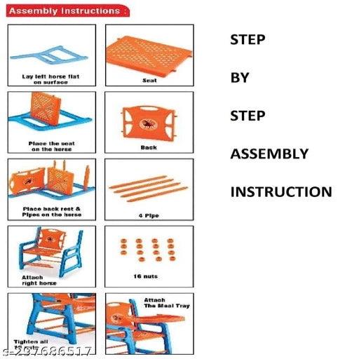 Homiefix Plastic Chair, High Chair, Eating, Feeding, Study, Kids, Toddlers Booster Seat with Safety Tray for 6 Months to 5 Years Age Kids Colour (Multi Colour Any Colour 1 Piece - Springkart 