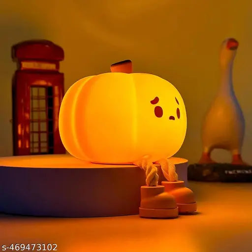 Pumpkin Night Lamp for Kids, Cute LED Light Silicone USB Rechargeable Bedside Touch Lamp