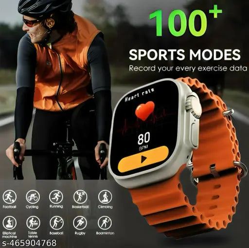 T800 Ultra Smart Watch with Beautiful Strap, Bluetooth Calling Smart Watch, 1.99" Touch Display with Fitness & Outdoor, Health & Medical Tracker, 8 Unique UI Interactions (Orange)