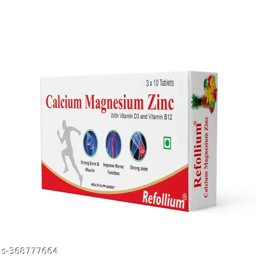 Calcium Supplement 1000mg with Vitamin D3, Magnesium, Zinc & Vitamin B 12 For Men & Women-30 N