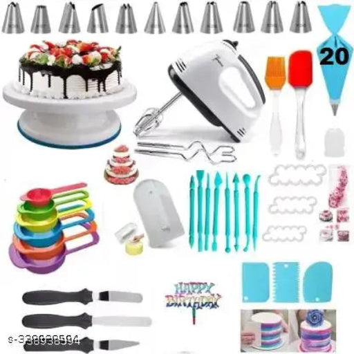 cake making materials with Free 20 Pcs Disposable Piping Bag+cake baking set combo Kitchen Tool Set , Cake Combo, Baking Tools, Cake Making Supplies, Cake Baking Supply, Cake Sets, Cake Combo Sets Icing set (Multicolor, Baking Tools, Brush, Cooking Spoon,