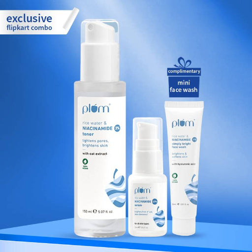 Plum Niacinamide Brightening Combo|Pack of Toner, Brightening Serum,Face Wash + Freebie  (3 Items in the set)