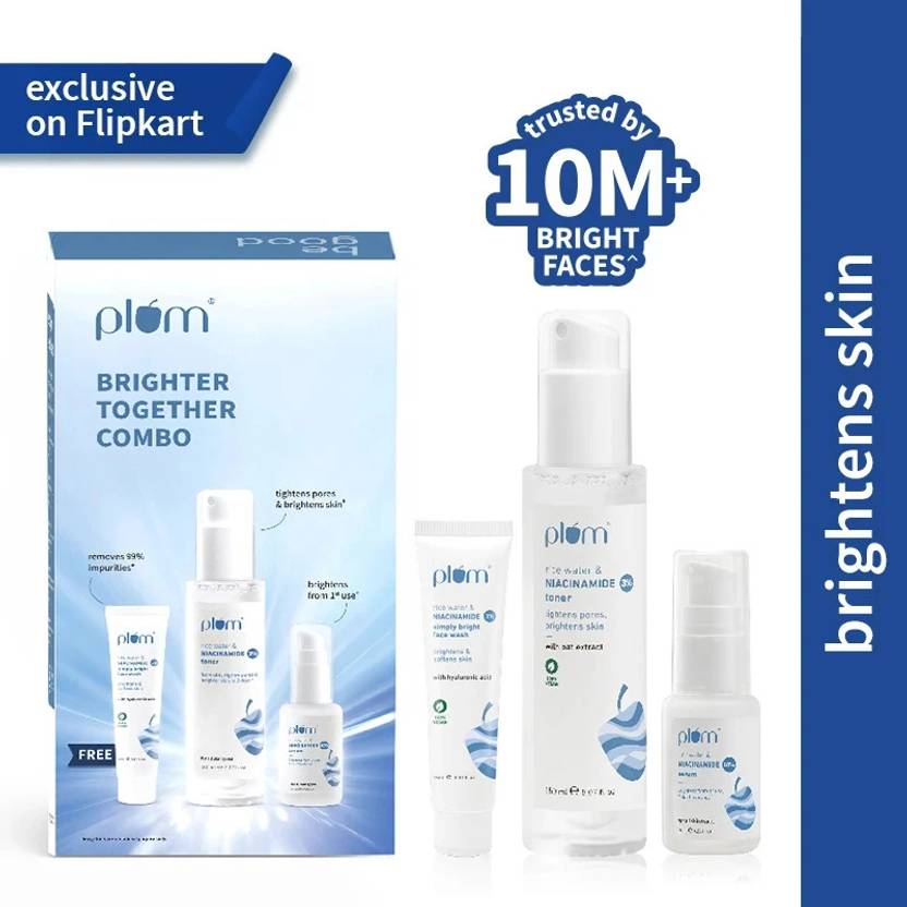 Plum Niacinamide Brightening Combo|Pack of Toner, Brightening Serum,Face Wash + Freebie  (3 Items in the set)