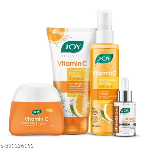 Joy Vitamin C Complete Summer Face Care Routine | Face Cream, Toner, Face Wash, Serum | For All Skin Types  (4 Items in the set)