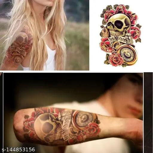 Temporary Tattoo For Girls Men Women 3D Skull Sticker Size 19x12cm - 1pc. (15)