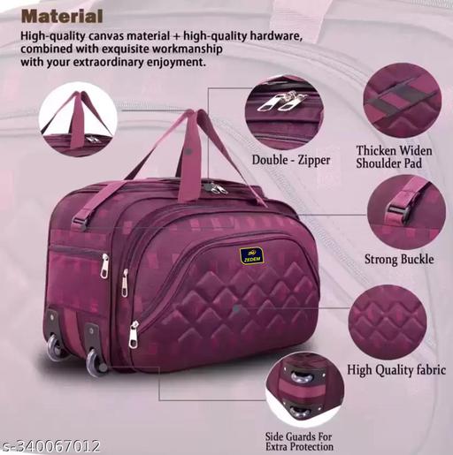 Nylon 55 litres Waterproof Strolley Duffle Bag- 2 Wheels - Luggage Bag