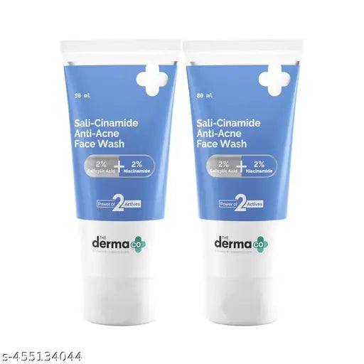 Derma Co Sali-Cinamide Anti-Acne Face Wash with 2% Salicylic Acid & 2% Niacinamide - 80ml (Pack of 2)