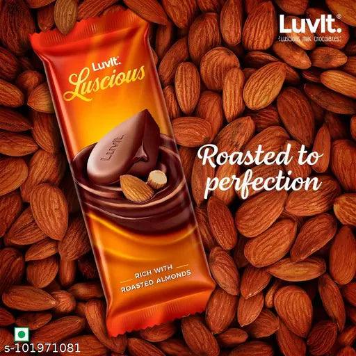 LuvIt Luscious Milk Chocolates Bar | Combo Pack of Milk, Fruit & Nut, Roasted Almond | Deliciously Smooth | Pack of 9 - 456g - Springkart 