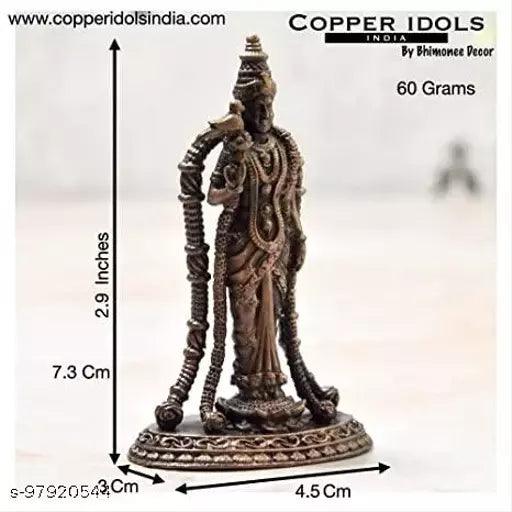 2.9 inches, Copper Handmade Meenakshi Devi Idol, 60 Grams