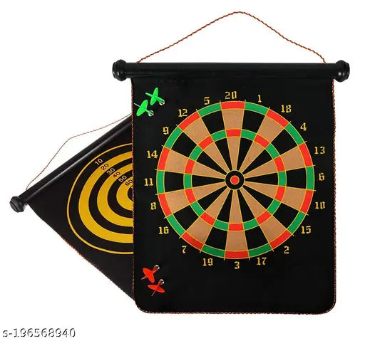 Magnetic Power with Double Faced Portable and Foldable Dart Game with 4 Colourful Non Pointed Darts