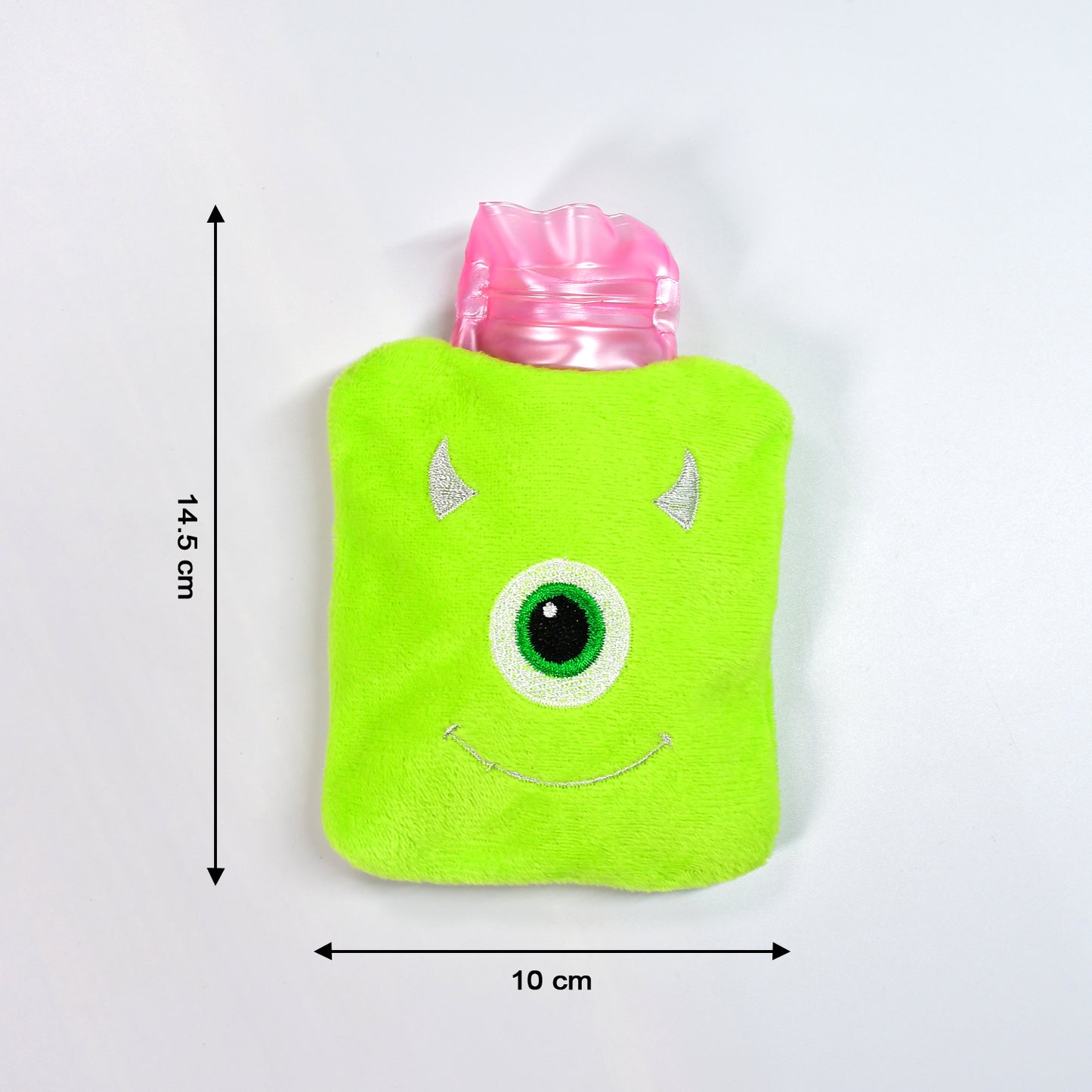 6519 Green One Eye Monster Print Small Hot Water Bag With Cover For Pain Relief Neck Shoulder Pain And Hand Feet Warmer Menstrual Cramps. - Springkart 
