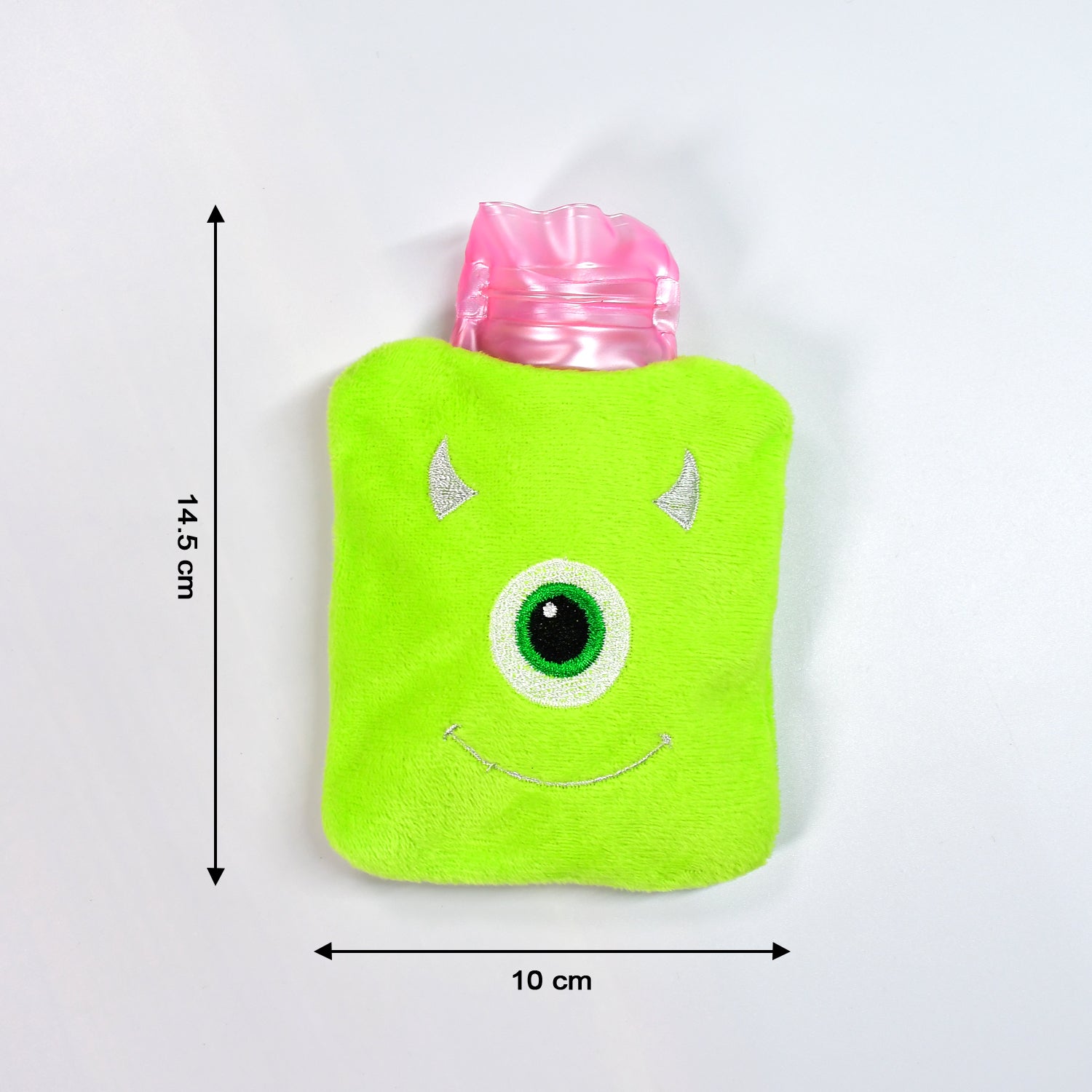 6519 Green One Eye Monster Print Small Hot Water Bag With Cover For Pain Relief Neck Shoulder Pain And Hand Feet Warmer Menstrual Cramps. - Springkart 