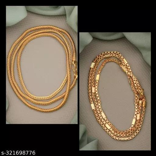 Premium Quality Micro Plated Gold Chain Combo - 24 Inches - Springkart 