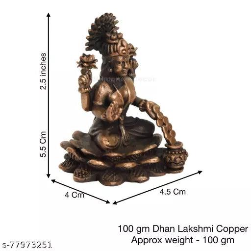 Copper Dhan Lakshmi Idol 2.5 inches , Patina Antique Finish , 1 Piece