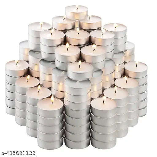 Light Candle Pack Of 50, White, Frangnance Free, Smoke free, Long Lasting