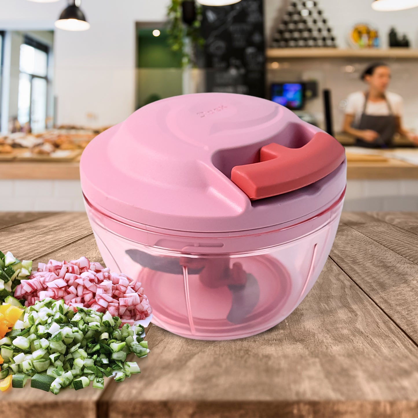 Apex Power-x Triple Stainless Steel Blades And Hand-pull Vegetable Chopper (500ml) - Springkart 