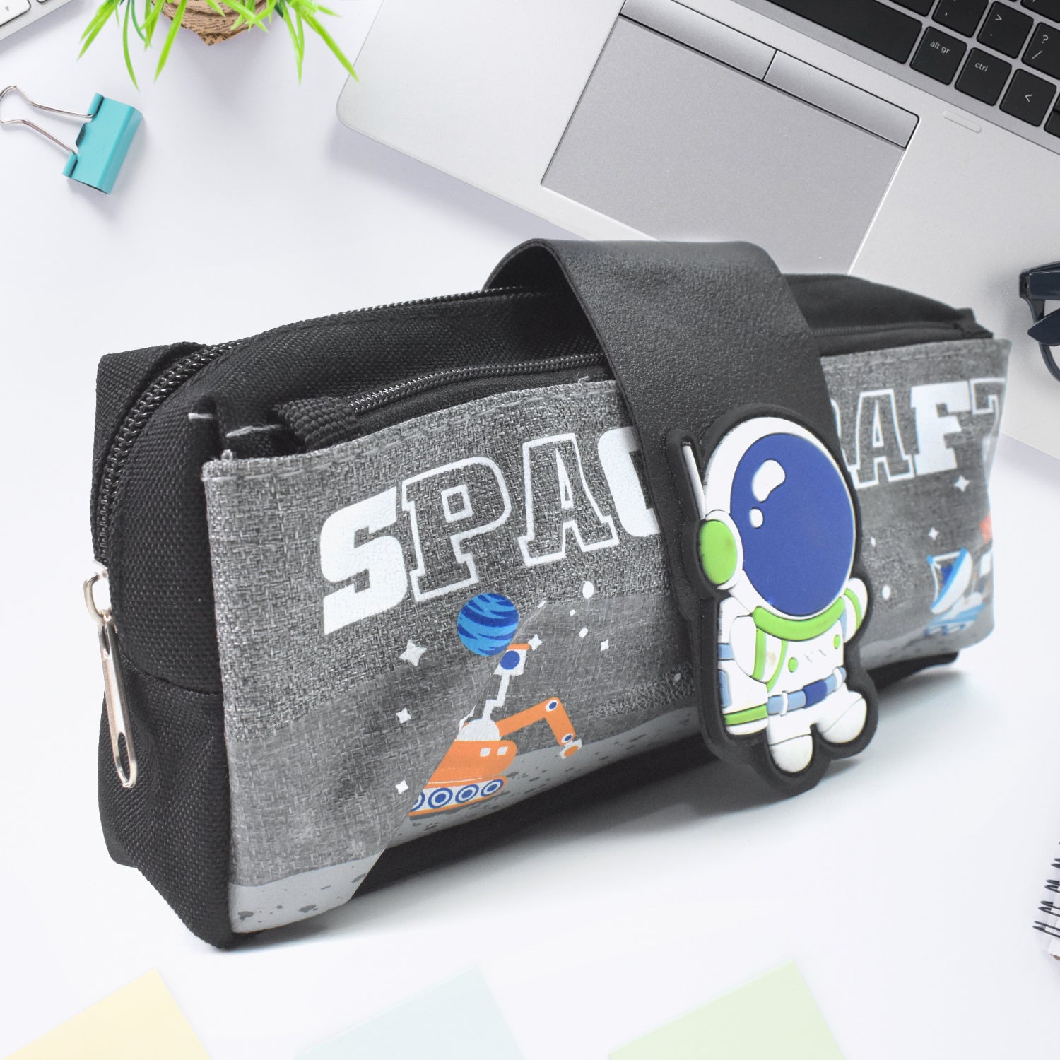 Pencil Pouch With Zipper Students Pencil Case Large Capacity Makeup Pouch Stationery Bag (1 Pc 2 Compartment) - Springkart 