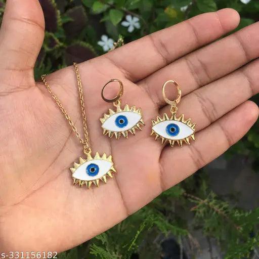 evil eye necklace set necklace and earring set - Springkart 