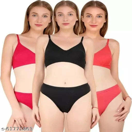 Hosiery pack of three bra and panty - Springkart 
