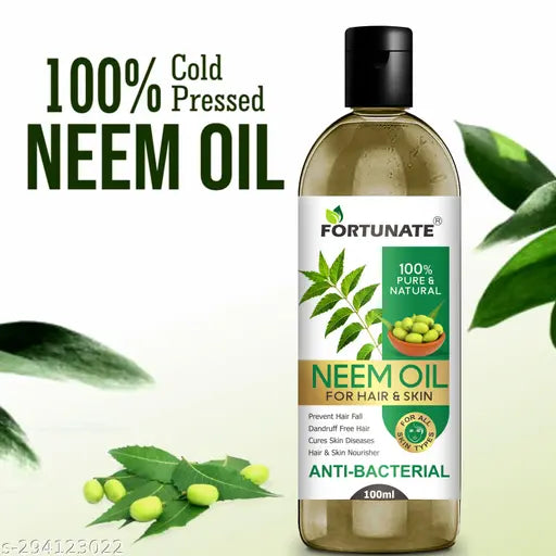 FORTUNATE Pure Cold Pressed Neem Oil for Skin & Hair Oil (100 ml) - Springkart 
