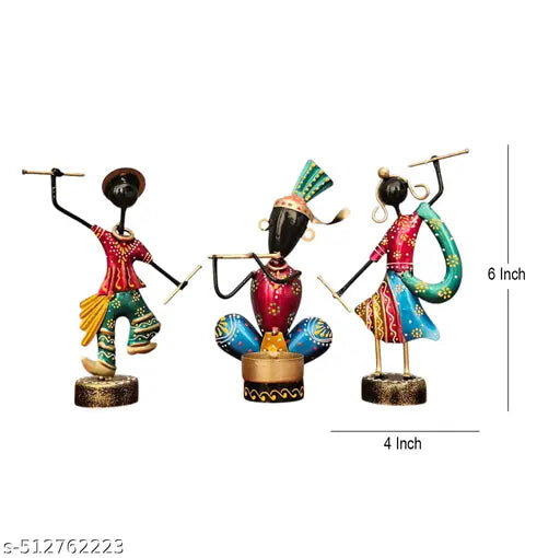 xquisite Handcrafted Metal Musician Figurines – 4x2x6.5 Inches | Vibrant Artistic Decor for Your Home
