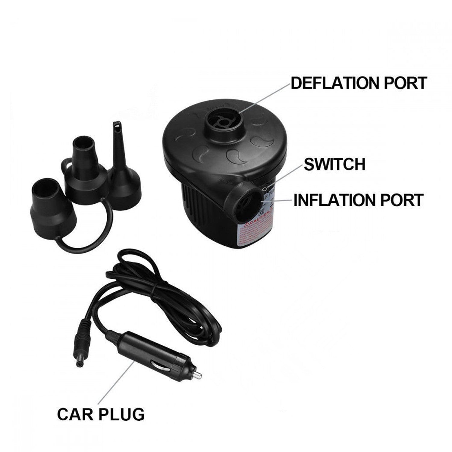 9080a Multi-purpose Electric Air Pump Without Valve Adaptors For Quickly Inflatesdeflates Sofa Bed Swimming Pool Tubes Toys Air Bags - Springkart 