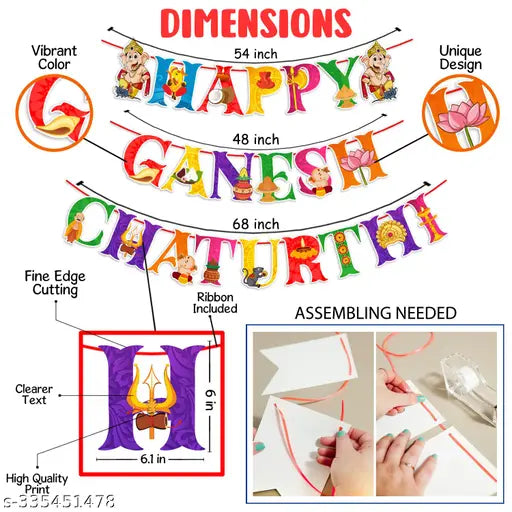 Ganapati Puja Banner/Decorative Items for Ganapati Puja/Banner For Ganapati Puja (Pack Of 1 Set)