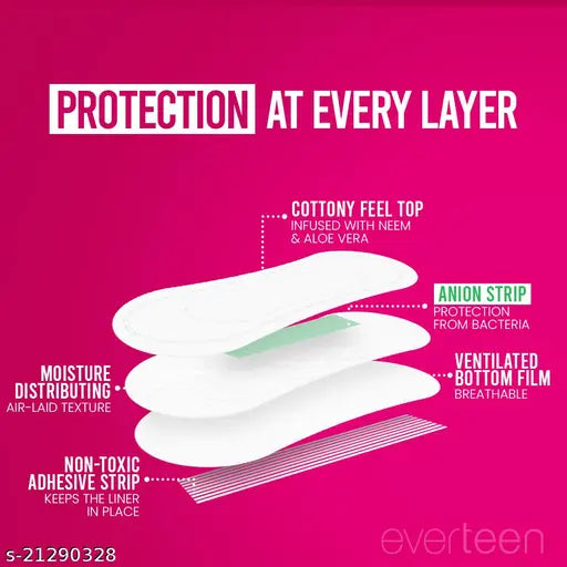 everteen Daily Panty Liners with Neem and Aloe Vera, Dermatologically Tested, for Discharge, Leaks, Spotting and Odor Control in Women - 1 Pack (30 liners) - Springkart 