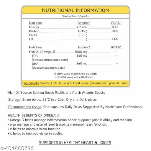NutraChoice Omega 3 Fish Oil (1000 mg, with 360 mg EPA & 240 mg DHA) (30 Softgels)
