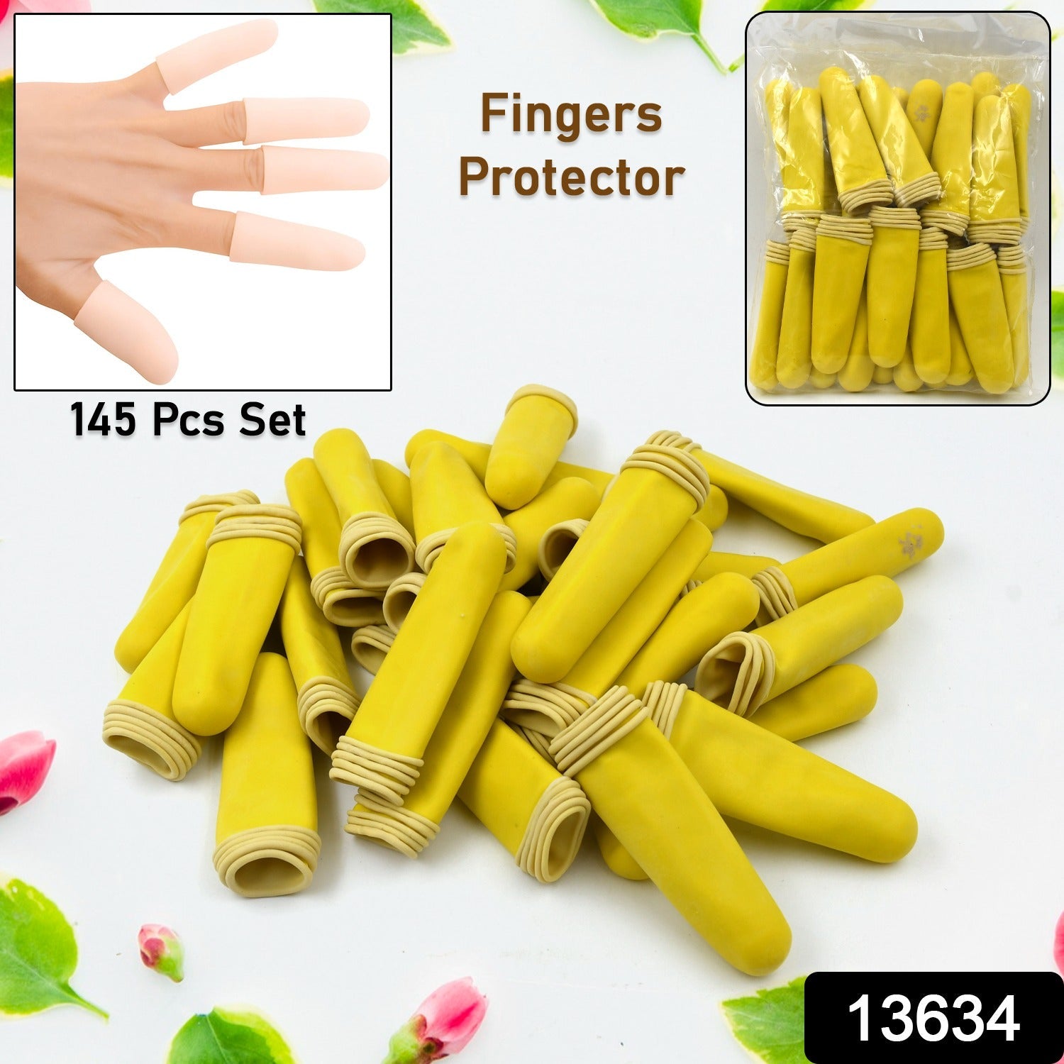Finger Caps Silicone Finger Protectors Sleeves (Finger Cots 145 Pcs Set Approx) - Springkart 