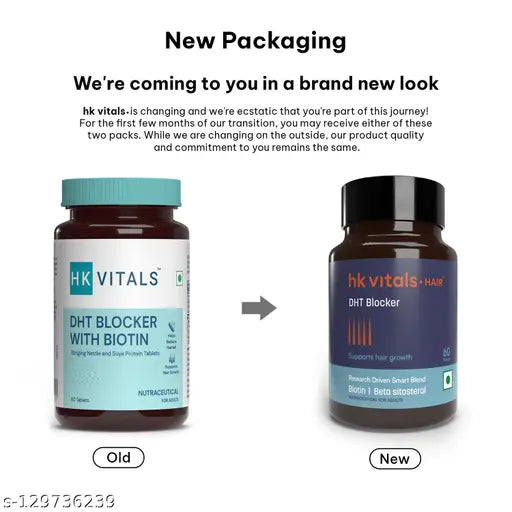 HK Vitals DHT Blocker with Biotin, Stinging Nettle and Soya Protein, Helps Reduce Hair Fall, Stimulates Hair Growth, 60 Tablets(Supplements) #biotin #DHT blocker #hair tablets #hair supplement