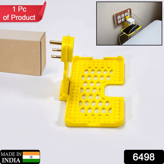 6498 Multi-purpose Wall Holder Stand For Charging Mobile Just Fit In Socket And Hang (Yellow) - Springkart 
