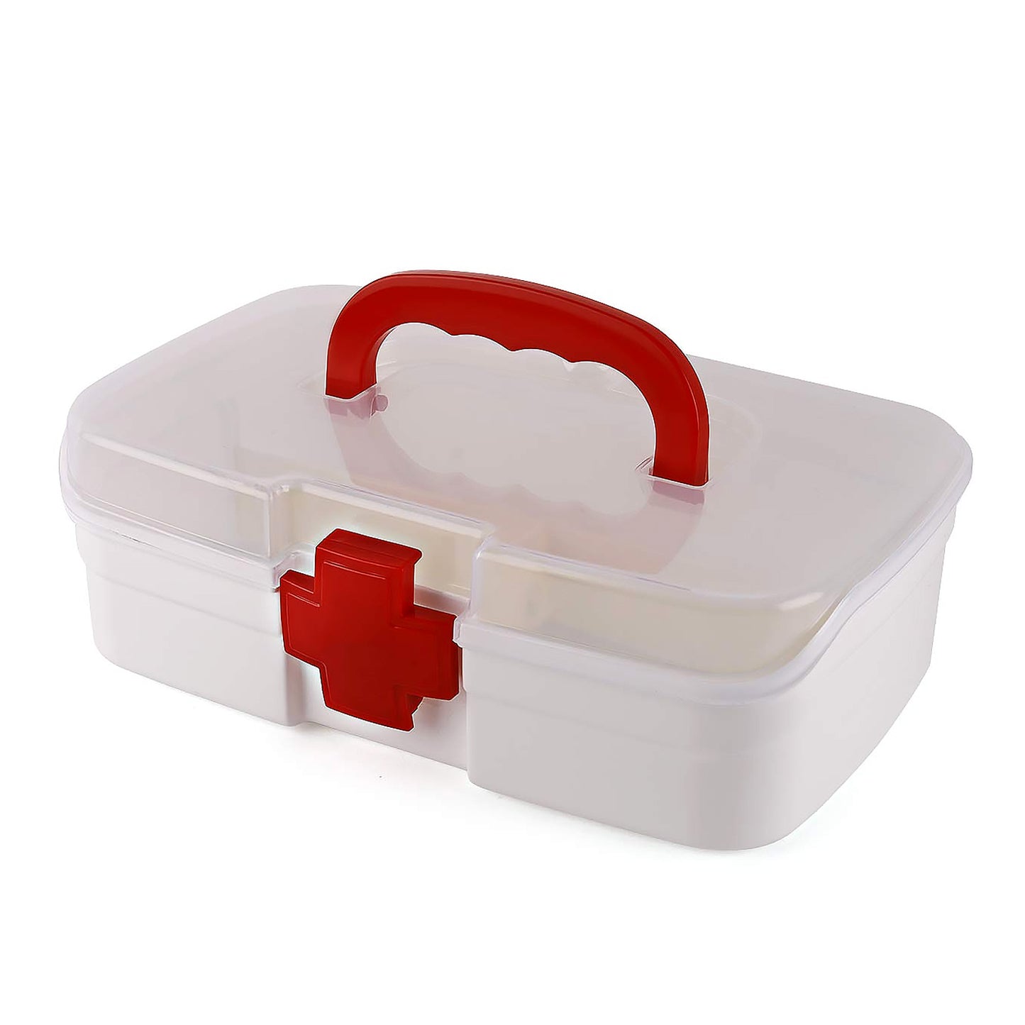 12980 3 Compartment Medical Box 1 Piece Indoor Outdoor Medical Utility Medicine Storage Box Detachable Tray Medical Box Multi Purpose Regular Medicine First Aid Box With Handle Transparent Lid Color Box - Springkart 