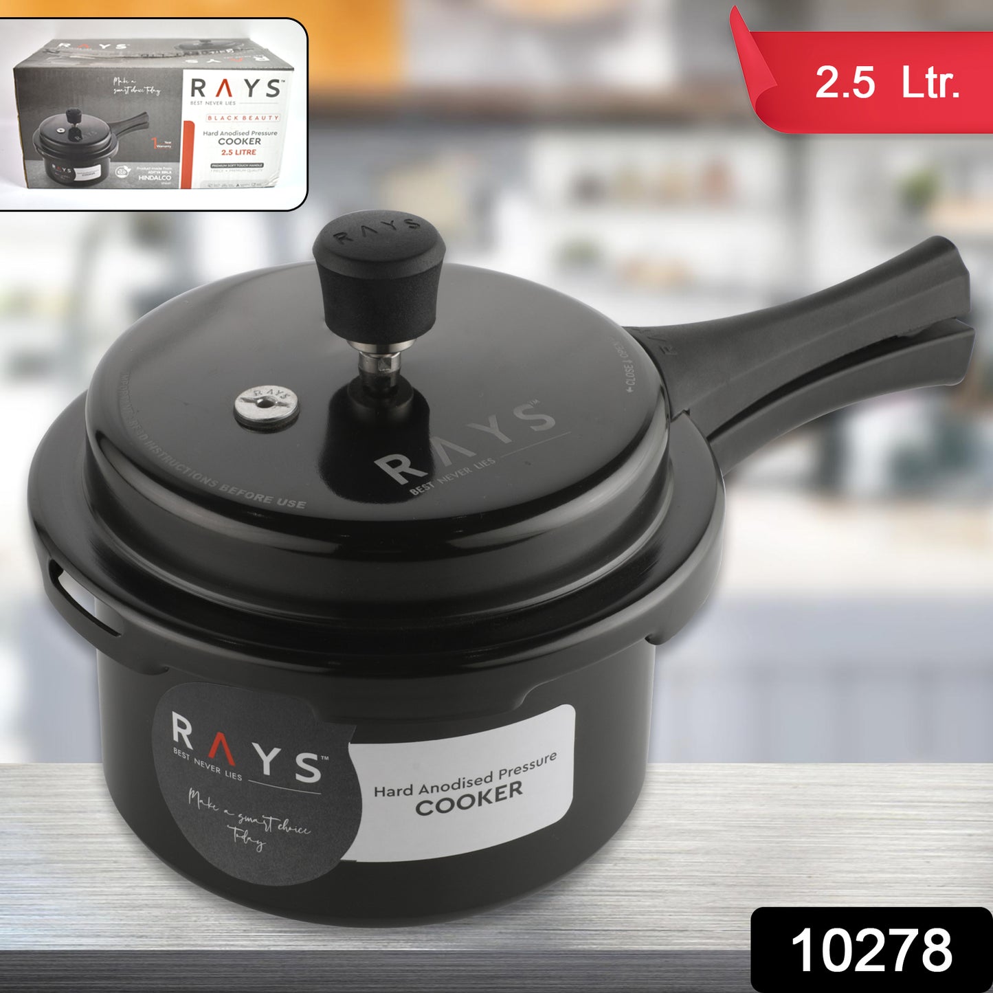 Aluminium Rays Black Beauty Pressure Cookers With Outer Lid (2.5 Litres) - Springkart 