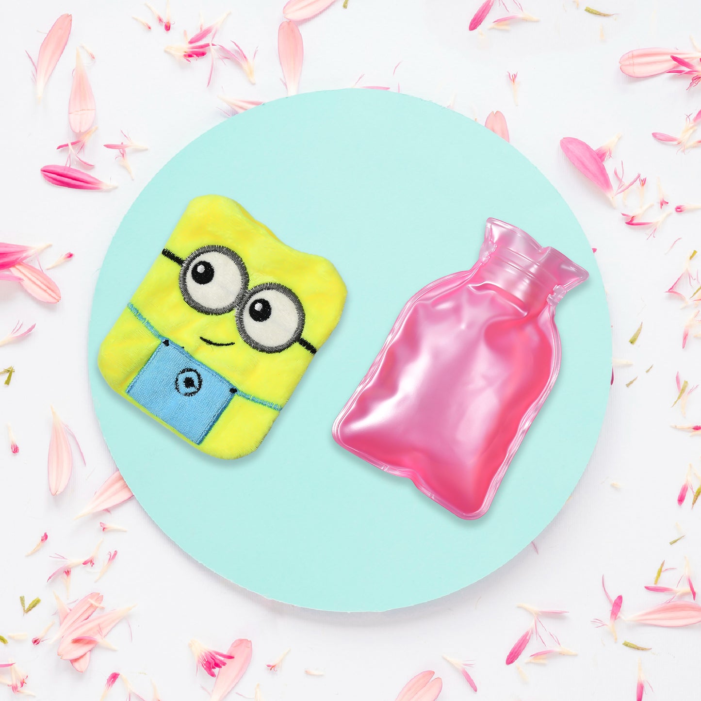 6507 2eye Minions Small Hot Water Bag With Cover For Pain Relief Neck Shoulder Pain And Hand Feet Warmer Menstrual Cramps. - Springkart 
