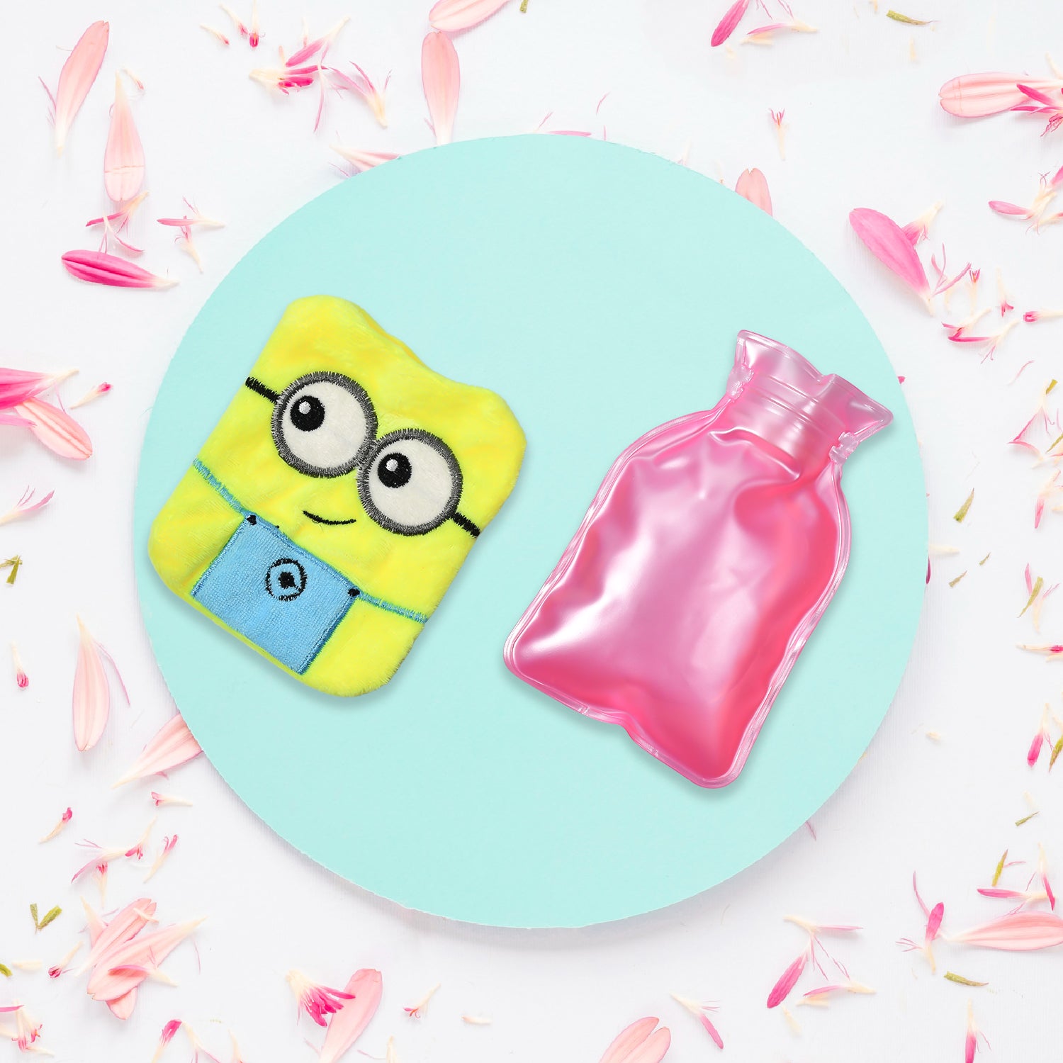 6507 2eye Minions Small Hot Water Bag With Cover For Pain Relief Neck Shoulder Pain And Hand Feet Warmer Menstrual Cramps. - Springkart 
