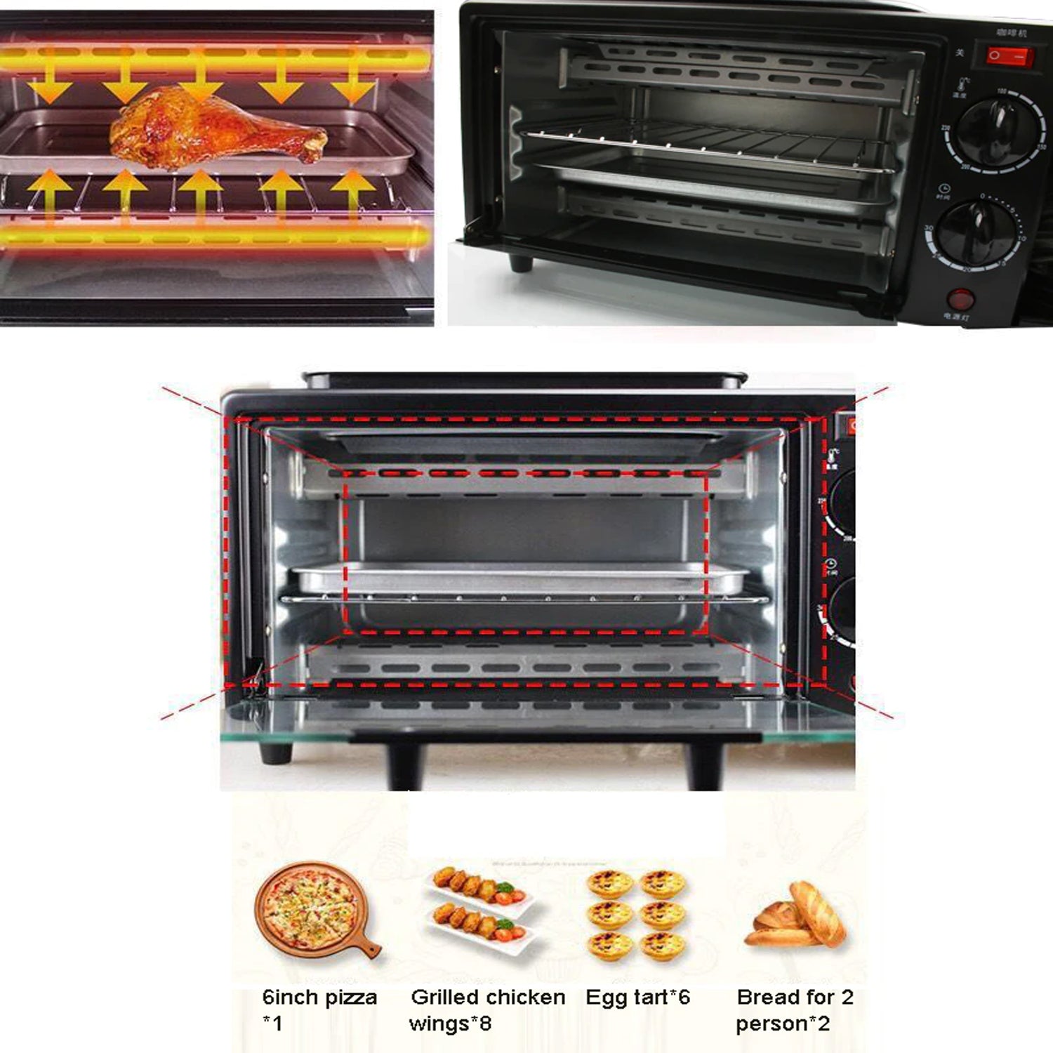 2788 3 In 1 Breakfast Maker Portable Toaster Oven Grill Pan Coffee Maker Full Breakfast Ready At One Go - Springkart 