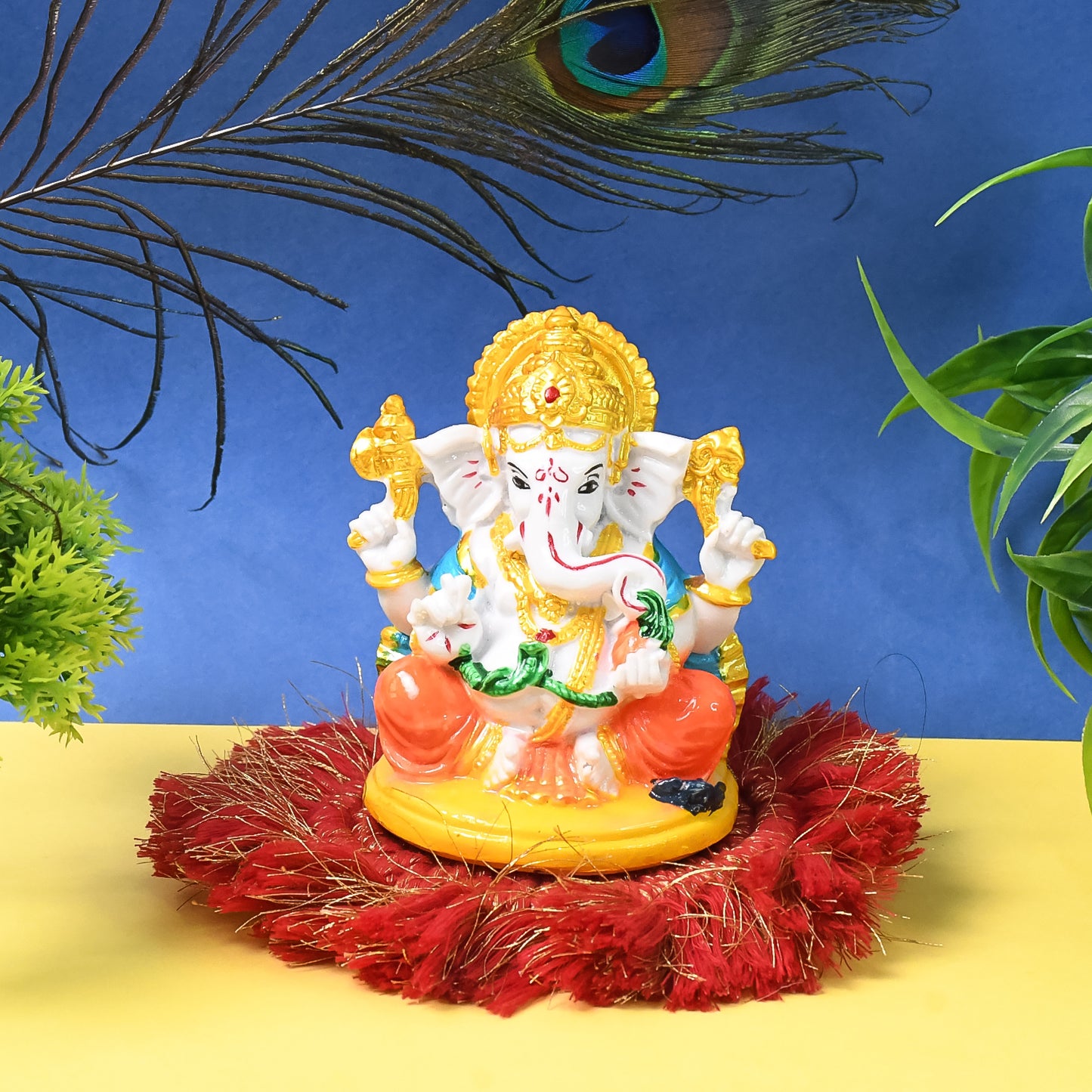 Lord Ganesha Idol Ganpati Statue Ganpatii Bappa Showpiece For Gifts (1 Pc) - Springkart 