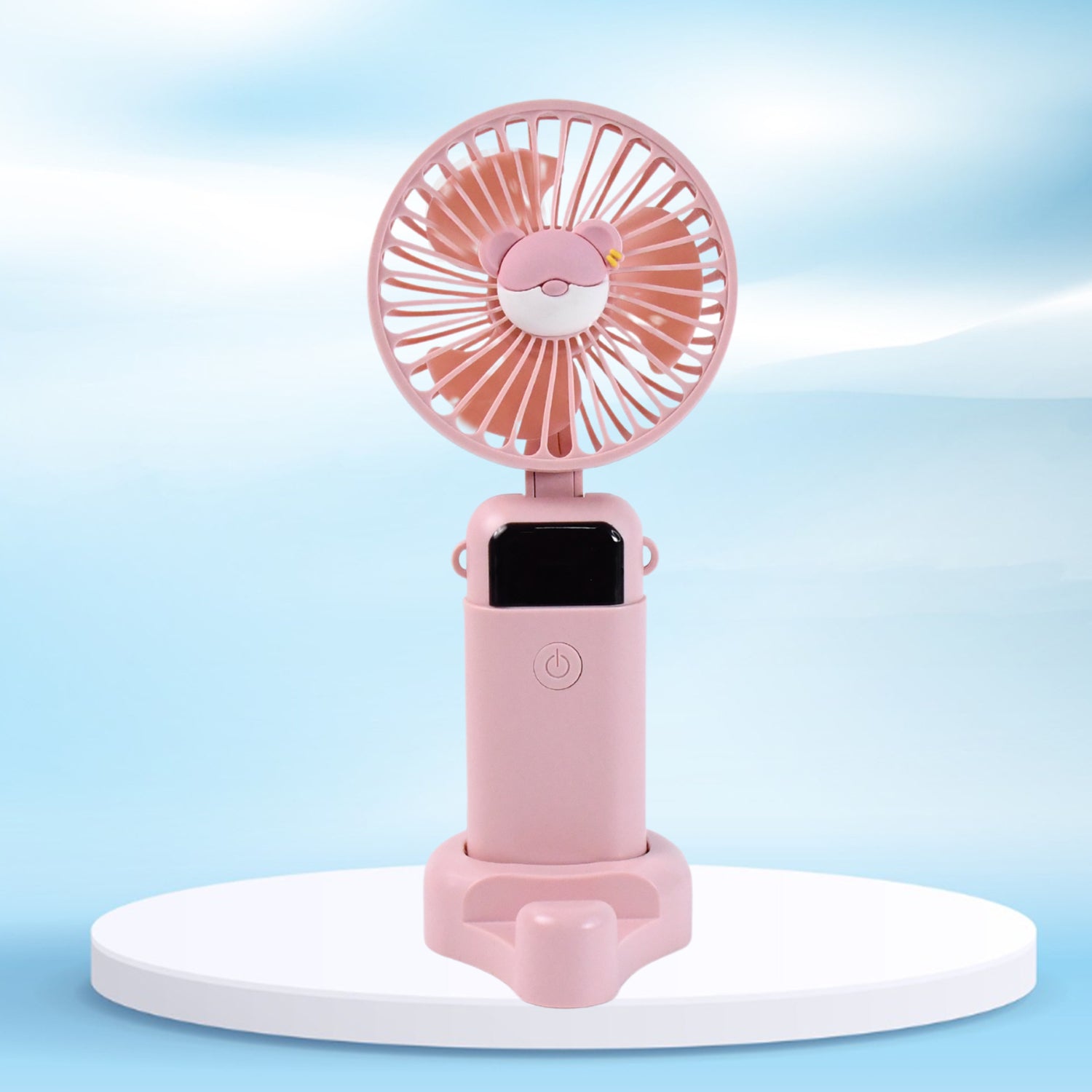 Mini Usb Charging Fan With Percentage Display 5 Speed Modes And Mobile Stand - Springkart 