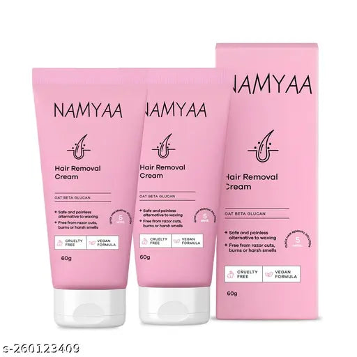 Namyaa Hair Removal Cream for Intimate Skin women 60gm with After Wax Soothing Serum with Vitamin C 15gm, pack of 2,For Bikini, Underarms, Legs & Arms Hair Removal |For Men & Women |Ultra Soft & Smooth Skin|Removes Hair in just 5Minutes