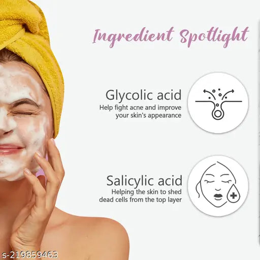 Glamveda Glycolic acid & Salicylic Acid Anti Acne face wash | Reduces acne scars & breakouts| Pimple Care | Oily & Acne Prone Skin | No Paraben, SLS | Pack of 2