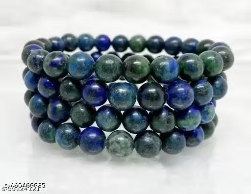 Azurite Stone Bracelet Natural Gemstone Bracelet for Men & Women, Color Blue, Bead Size 8 MM
