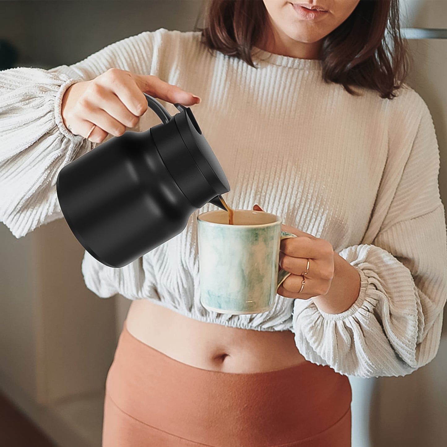 Thermal Coffee Carafe Tea Pot Water Bottles With Led Display (Bottle 500 Ml Pot 1000 Ml 2 Pc) - Springkart 