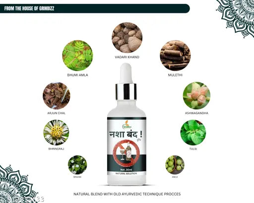 Nasha Churwane Ki Dawai|Help To Stop Alcohol & Tobacco|Nasha Killer Drop|Good Bye Addiction|Sharab Band Dawa|Nasha Killer|No Side Effects|(Pack Of 1)(30ml)