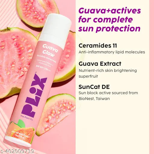 PLIX - THE PLANT FIX Guava & Roses Regime for Bright Skin & Balanced Skin pH| Hydrating Face Wash/Cleanser| 2-in-1 Toner Serum| Smoothie Moisturizer| Invisible Sunscreen Gel With SPF 50+ PA +++| For Men & Women| Pack of 4