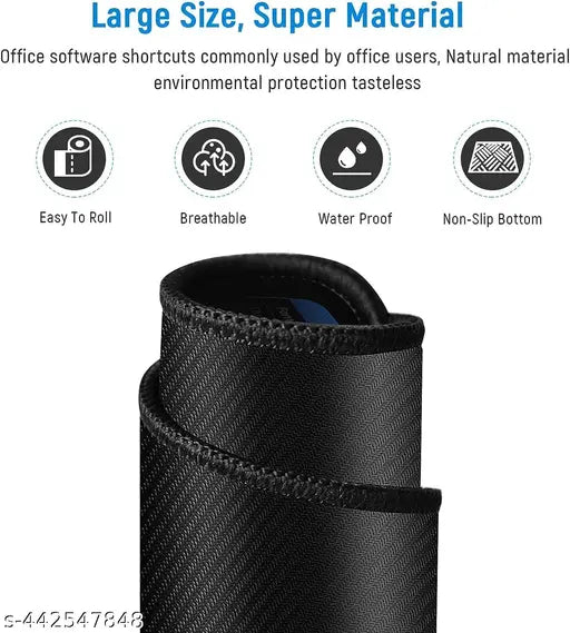 Anti-Slip Keyboard Pad with Office Excel Software Shortcuts Key Patterns, Clear Extended Large Cheat Sheet Mouse Pad, Large Rubber Base Mice Smooth Cloth Desk Mat, Large Gaming Mouse Pad(80x30cm)