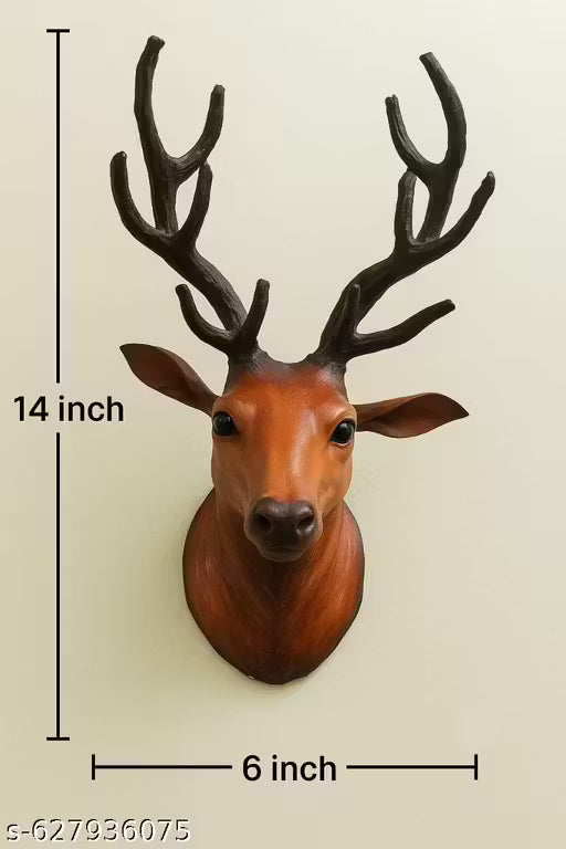 Premium Leather Deer Head Wall Hanging Combo – Set of 2