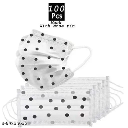 3Ply mask, Polka Dot Printed Designer Masks for Men and Women Pack of 100