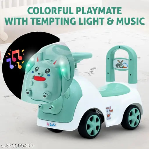 Ride On Cars for Kids 1-5 Years - Push Ride-on with Light Music, Horn Steering, Safety Guard, Backrest and Storage | Durable Push Car for Kids Upto 25Kg (Green)